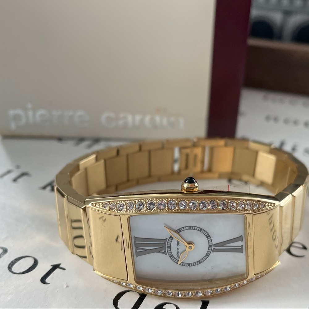 Vintage Pierre Cardin Opera Gold Tone Swarovski Crystal Womens Watch